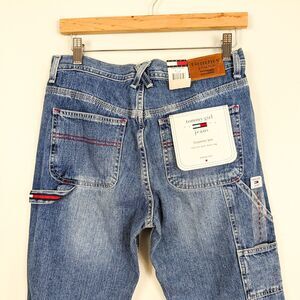 Vintage Y2K Tommy Hilfiger Carpenter Jeans Blue 9 Wide Leg Red Denim Utility